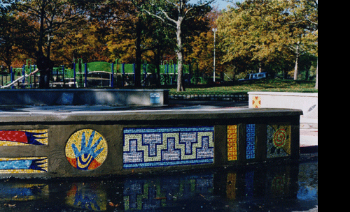 Crotona Park seat wall 1